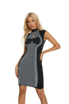 Black and White Stripe Bodycon Dress H3615