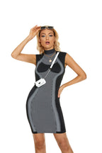 Black and White Stripe Bodycon Dress H3615