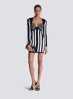 Black and White Striped Bodysuit H6505