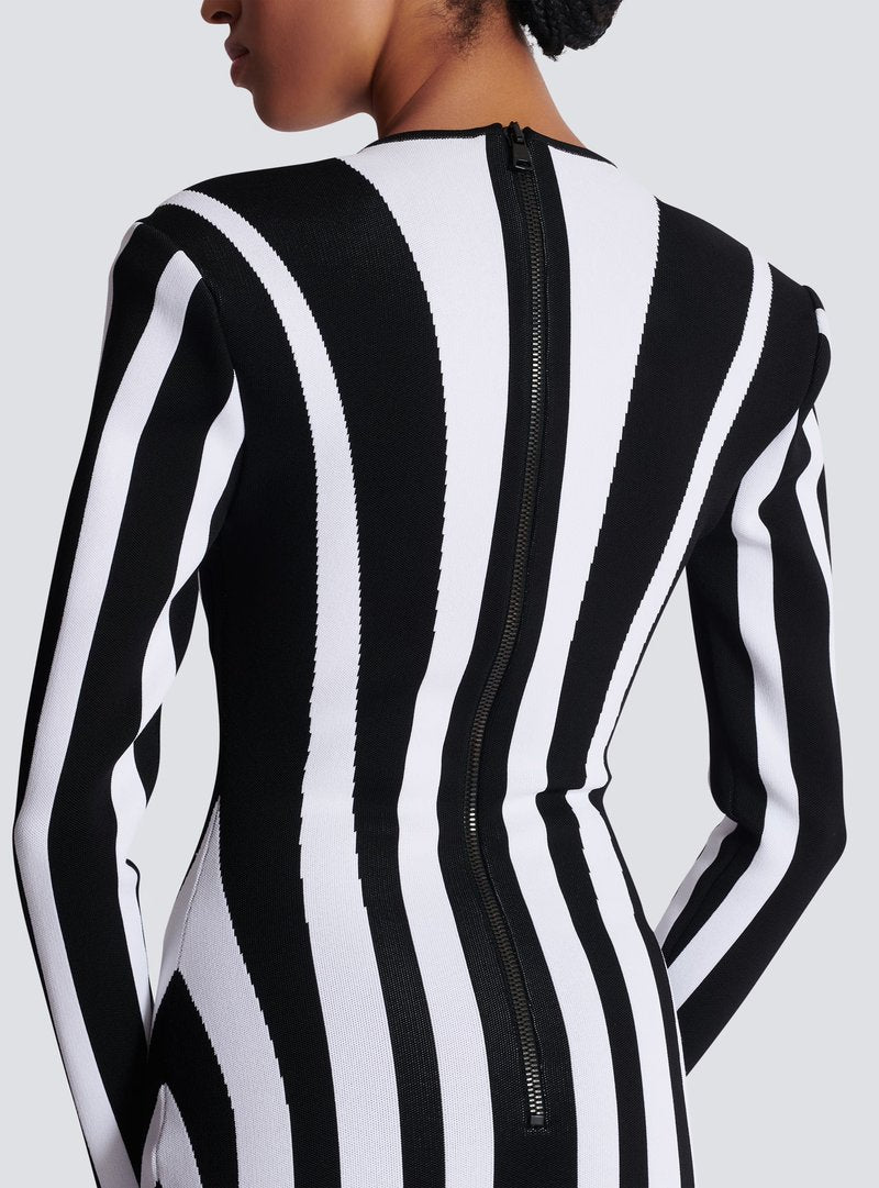 Black and White Striped Bodysuit H6505