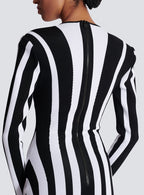 Black and White Striped Bodysuit H6505