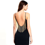 Black Asymmetric Fringe Mini Dress H6137