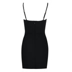 Black Asymmetrical Pearl Mini Dress H6030