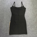 Black Asymmetrical Pearl Mini Dress H6030
