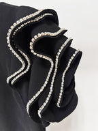 Black Beaded Cap Sleeve Maxi Dress H6729