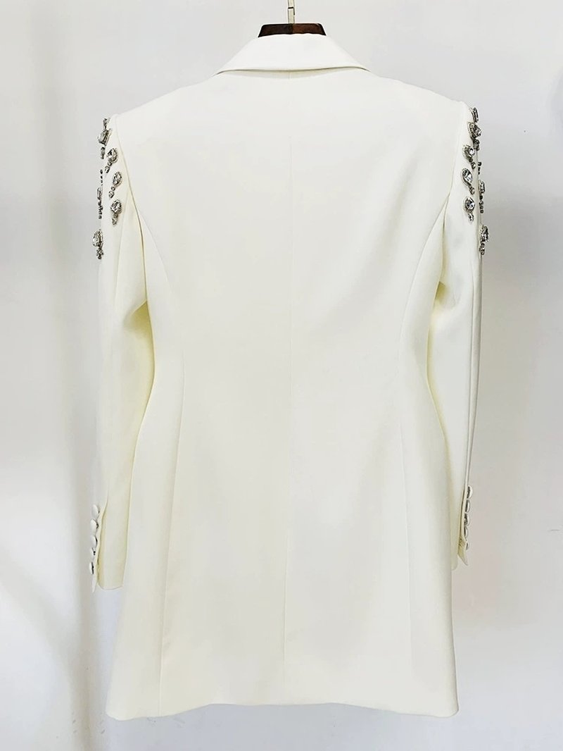 Black Beaded Shoulder Blazer Dress H6241