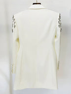 Black Beaded Shoulder Blazer Dress H6241
