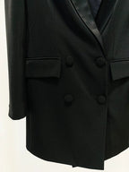 Black Beaded Shoulder Blazer Dress H6241