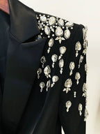 Black Beaded Shoulder Blazer Dress H6241