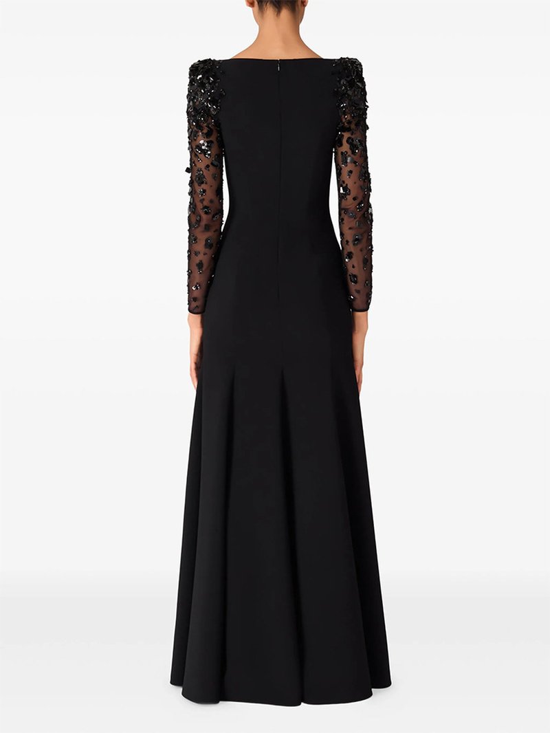Black Beaded Sleeve Maxi Dress H6998