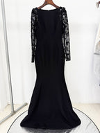 Black Beaded Sleeve Maxi Dress H6998