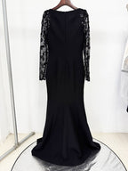 Black Beaded Sleeve Maxi Dress H6998
