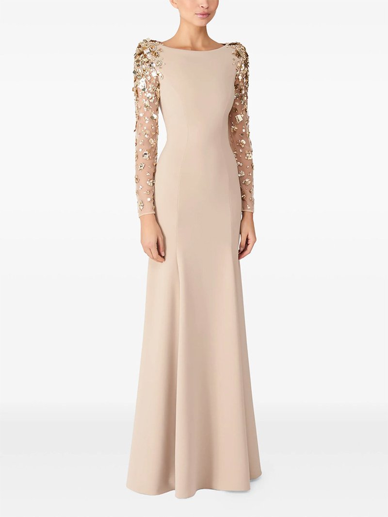 Black Beaded Sleeve Maxi Dress H6998