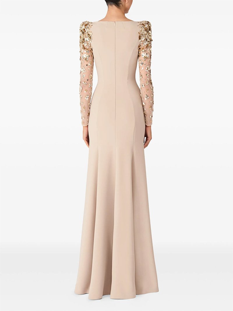 Black Beaded Sleeve Maxi Dress H6998
