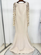 Black Beaded Sleeve Maxi Dress H6998