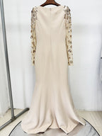 Black Beaded Sleeve Maxi Dress H6998