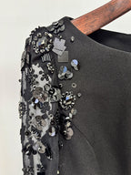 Black Beaded Sleeve Maxi Dress H6998