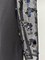 Black Beaded Sleeve Maxi Dress H6998