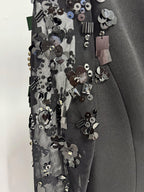 Black Beaded Sleeve Maxi Dress H6998