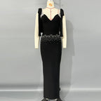 Black Beaded Sleeveless Maxi Dress H6800