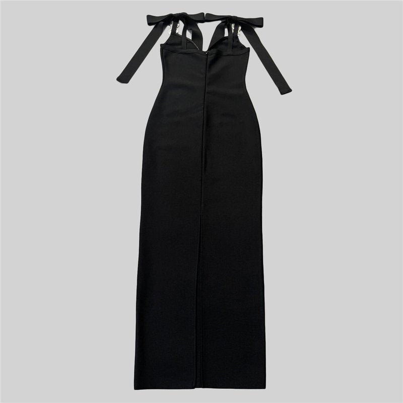 Black Beaded Sleeveless Maxi Dress H6800