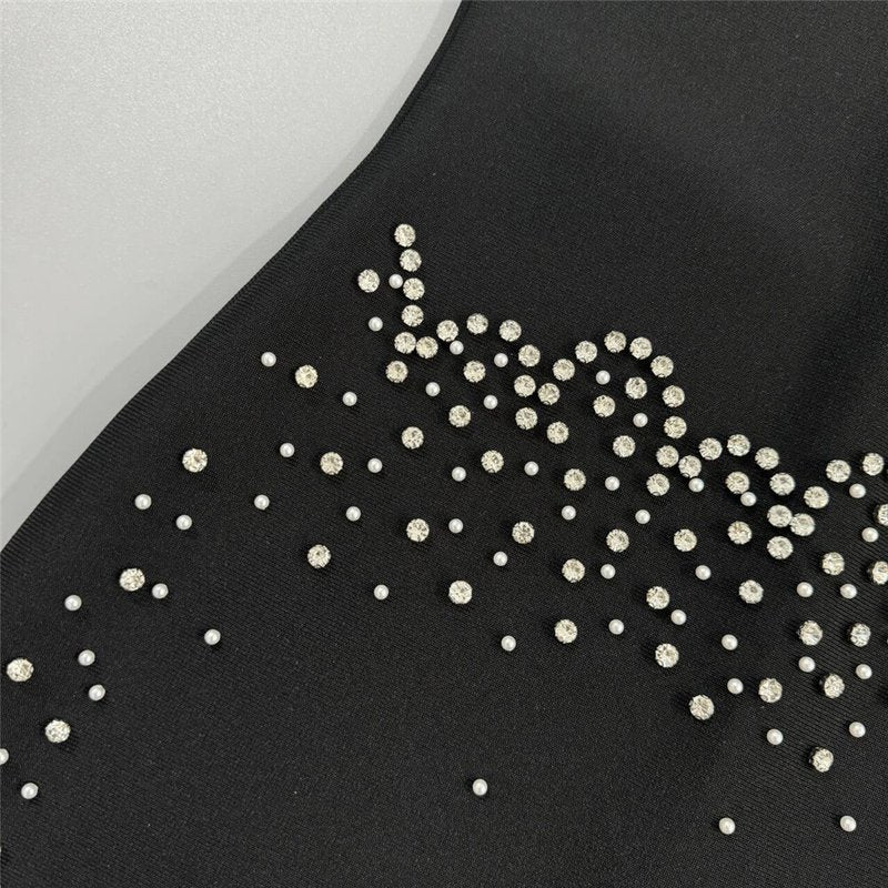 Black Beaded Sleeveless Maxi Dress H6800