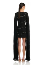 Black Beaded Sleeveless Mini Dress H6694