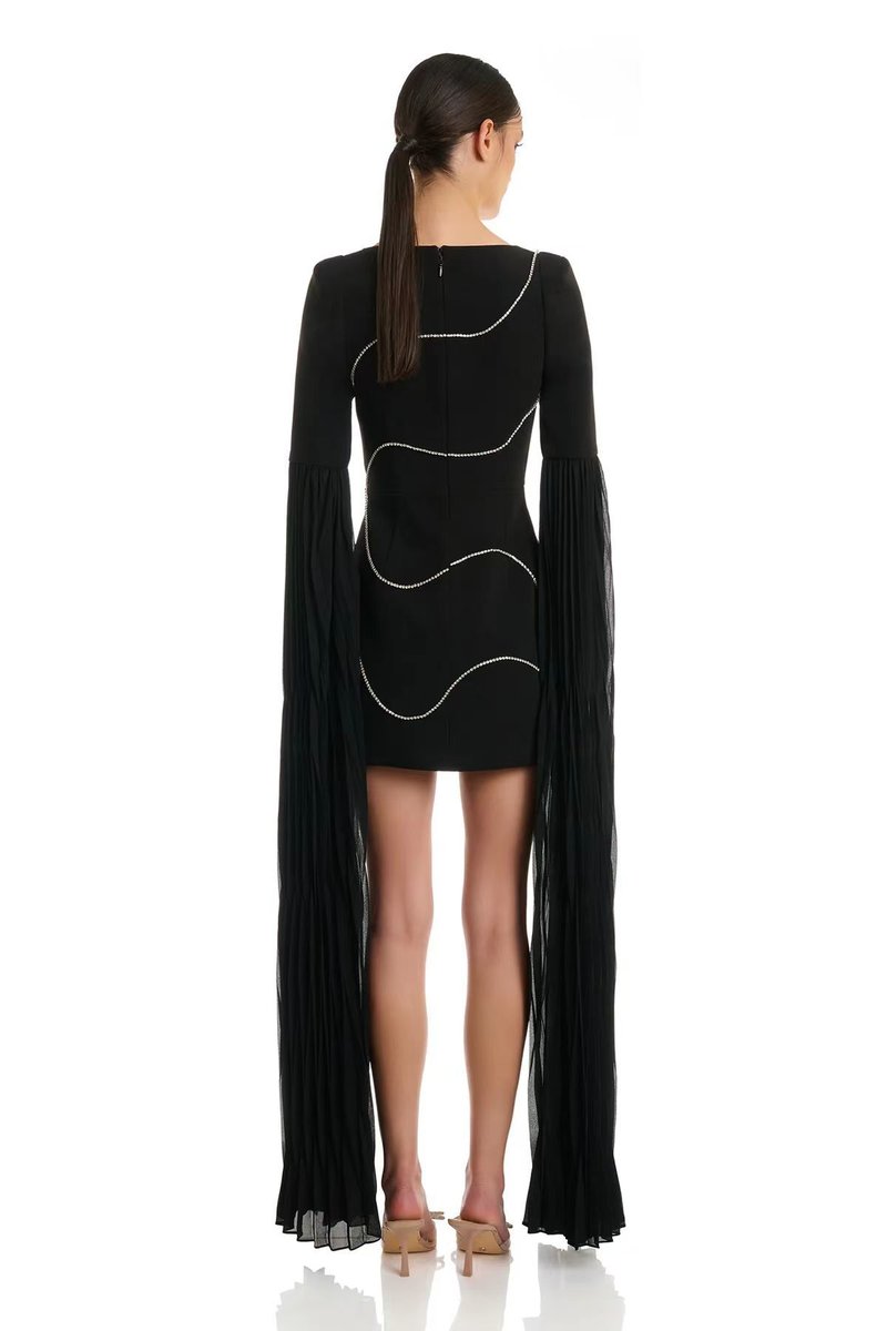 Black Beaded Sleeveless Mini Dress H6694