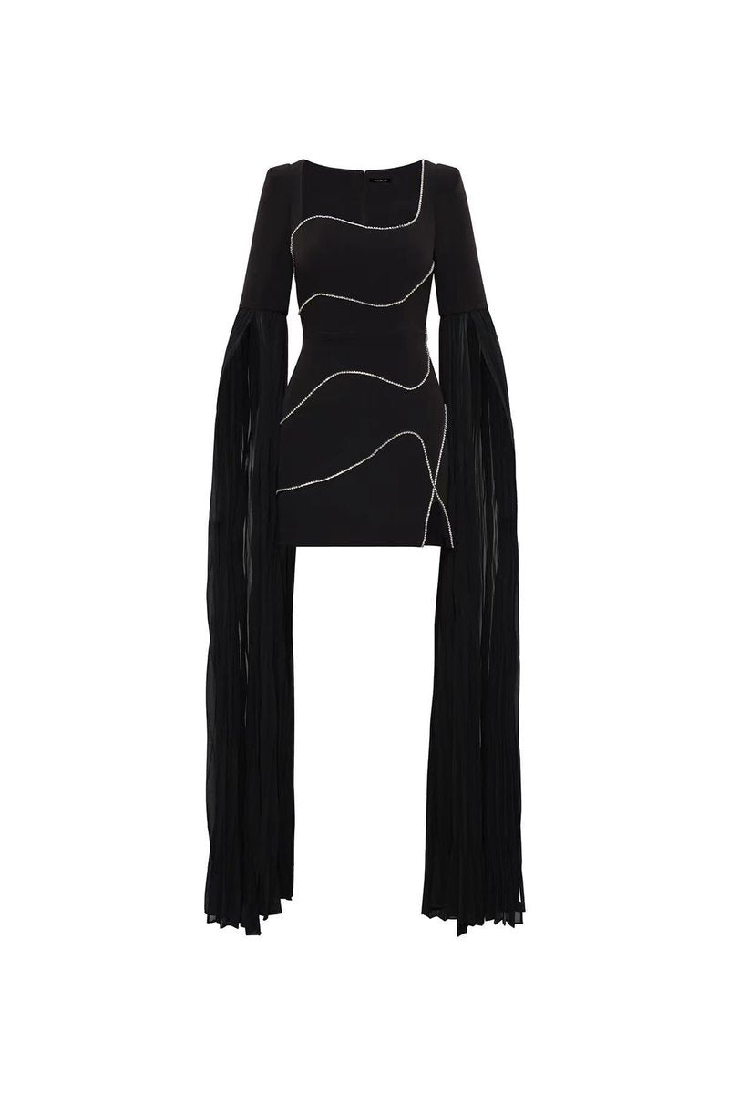 Black Beaded Sleeveless Mini Dress H6694