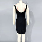 Black Beaded Strapless Bodycon Dress H6795
