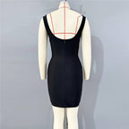 Black Beaded Strapless Bodycon Dress H6795