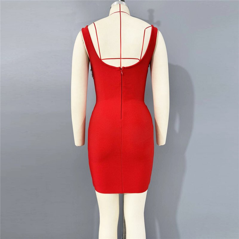 Black Beaded Strapless Bodycon Dress H6795