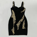 Black Beaded Strapless Bodycon Dress H6795