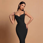 Black Beaded Strappy Mermaid Dress H6575