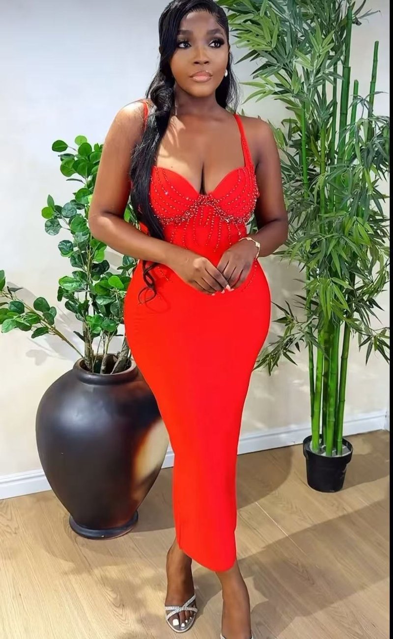 Black Beaded Strappy Mermaid Dress H6575