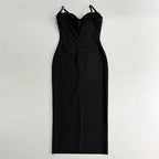 Black Beaded Strappy Mermaid Dress H6575