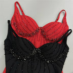 Black Beaded Strappy Mermaid Dress H6575