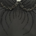 Black Beaded Strappy Mermaid Dress H6575
