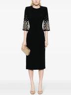 Black Bell Sleeve Midi Dress H6510