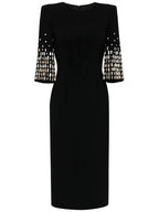 Black Bell Sleeve Midi Dress H6510