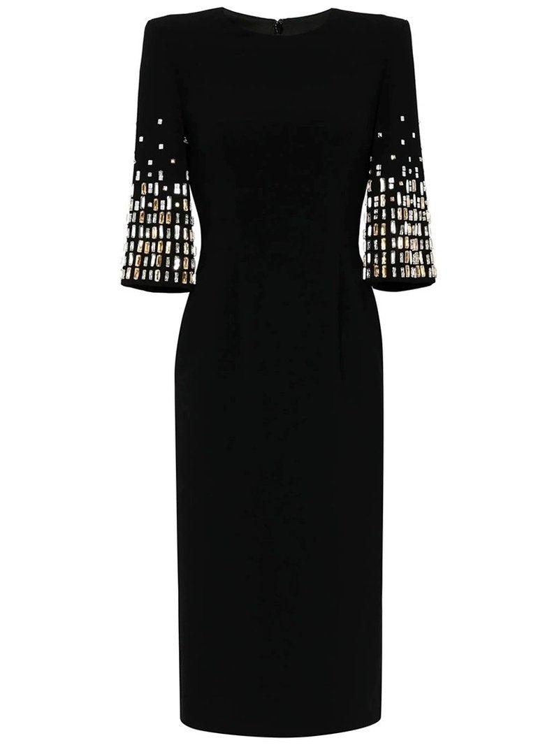 Black Bell Sleeve Midi Dress H6510