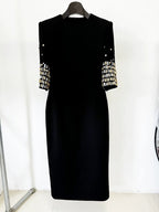 Black Bell Sleeve Midi Dress H6510
