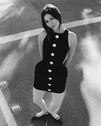 Black Button Front Mini Dress H6390