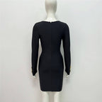 Black Button Front Mini Dress H6446