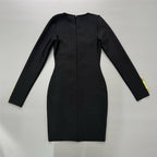 Black Button Front Mini Dress H6446