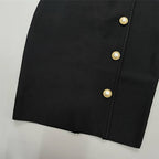 Black Button Front Mini Dress H6446
