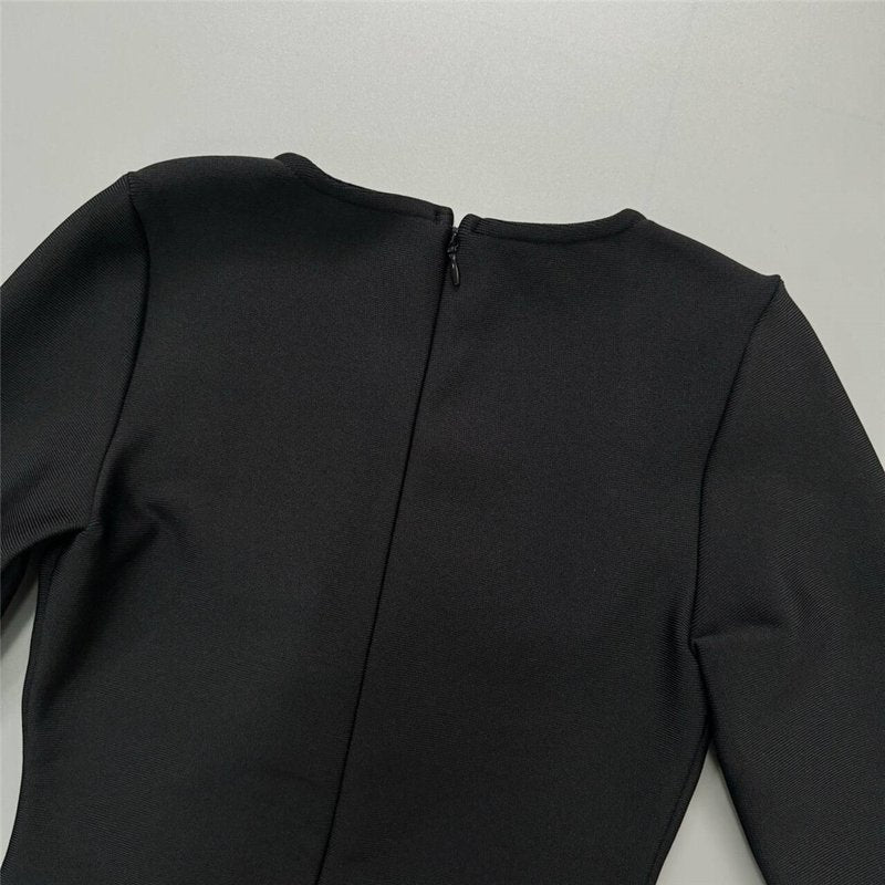 Black Button Front Mini Dress H6446