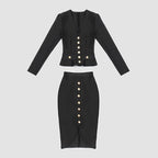Black Buttoned Hooded Midi Dress H5376