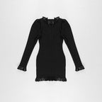 Black Buttoned Long Sleeve Mini Dress H4302