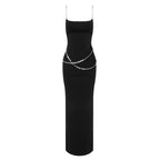 Black Chain Detail Maxi Dress H5964